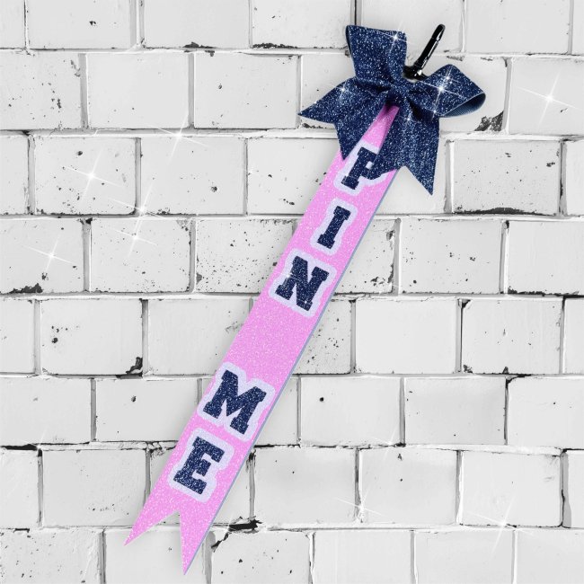 Pin Me "Glitter" - neonrosa/graublau